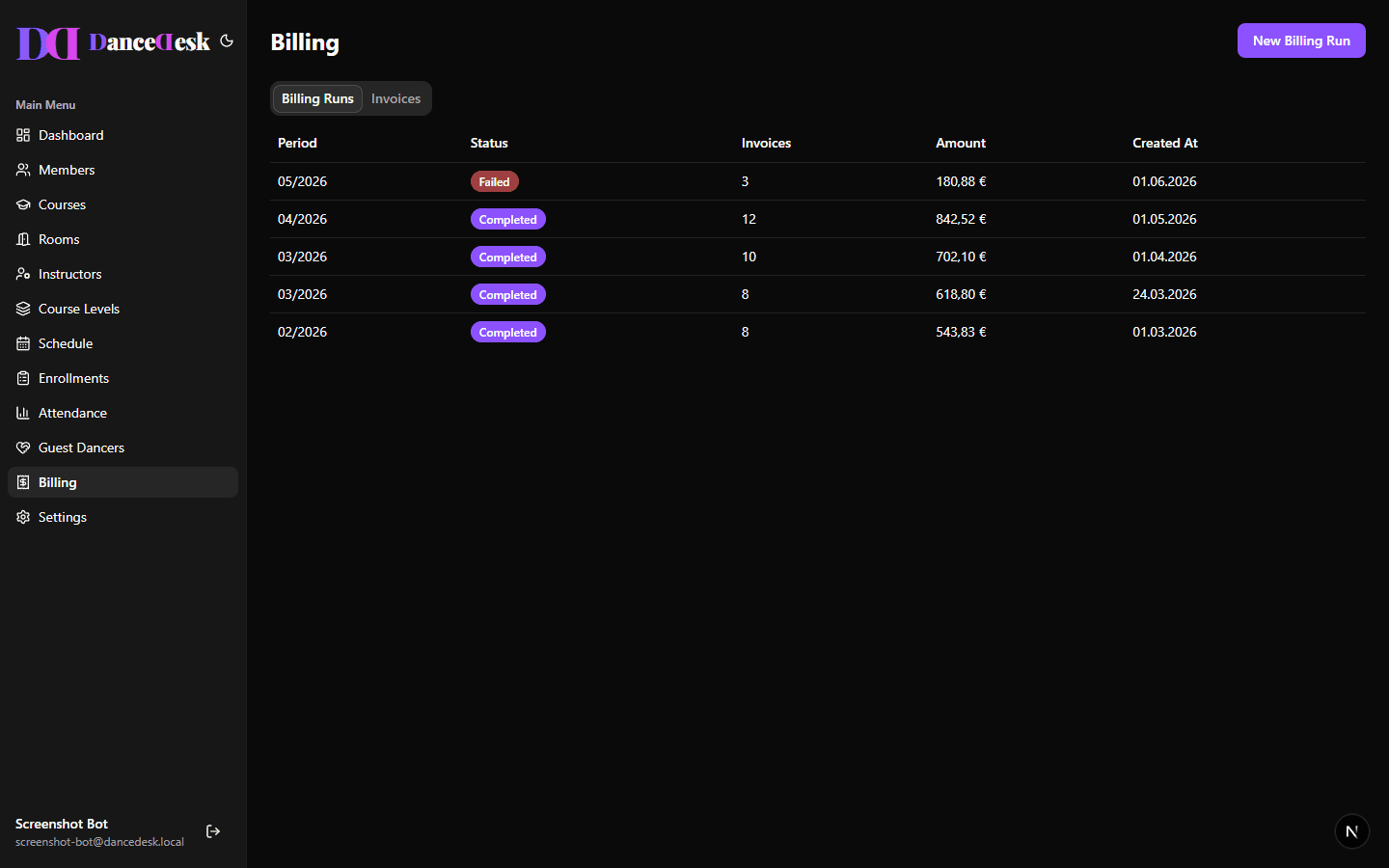 Billing runs