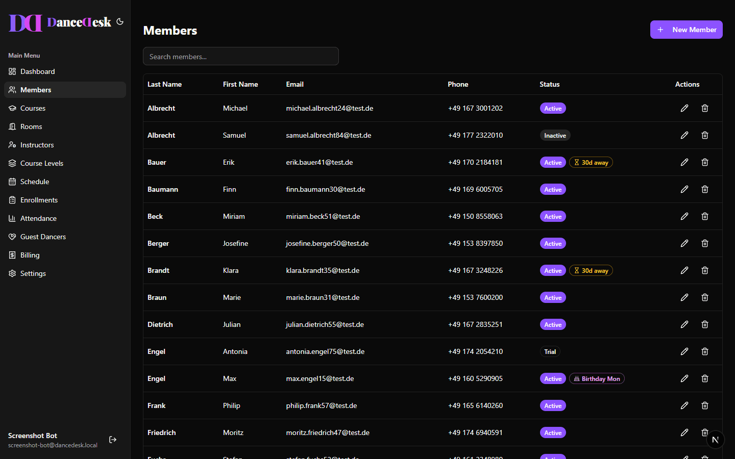 Members table