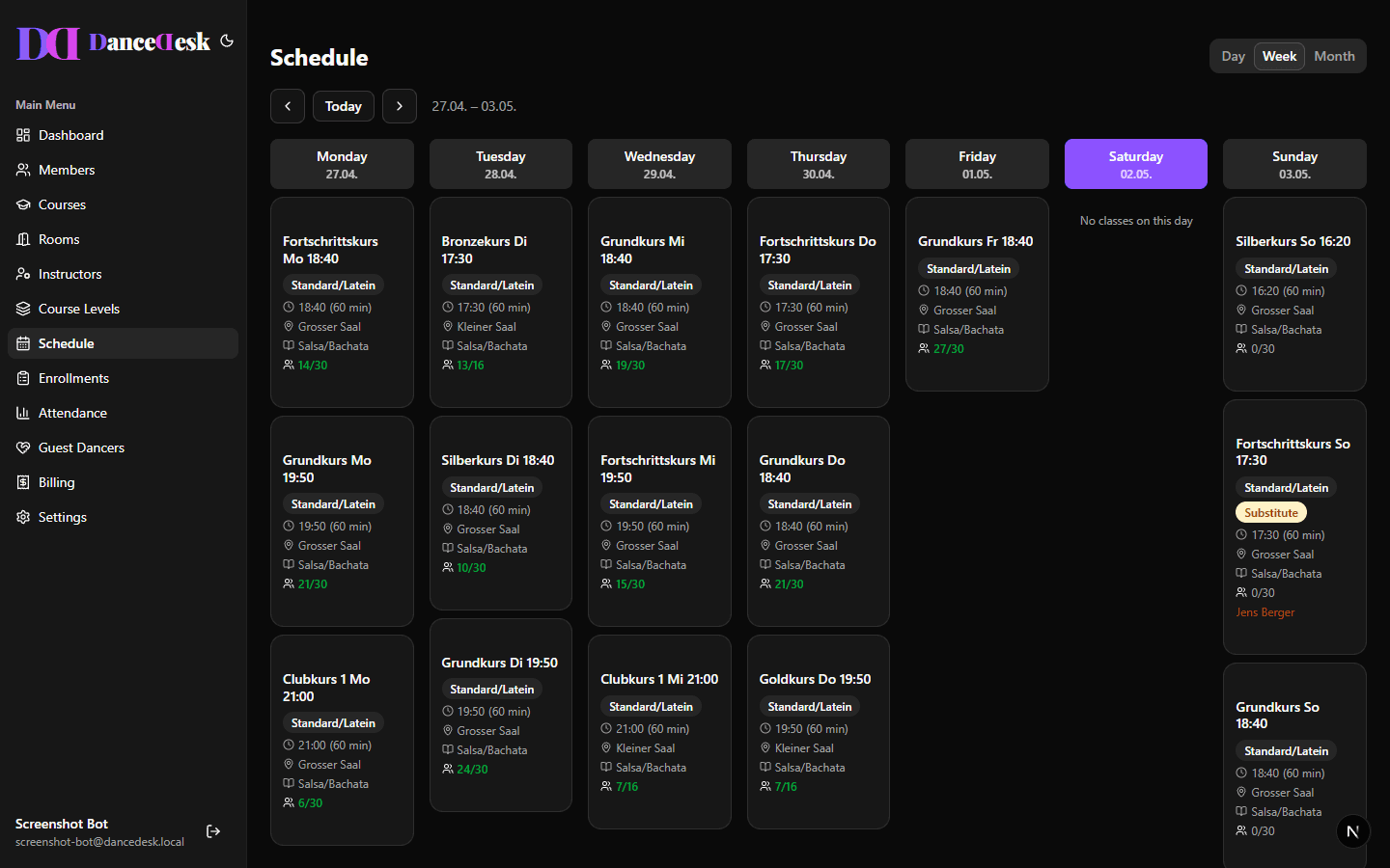 Schedule week view